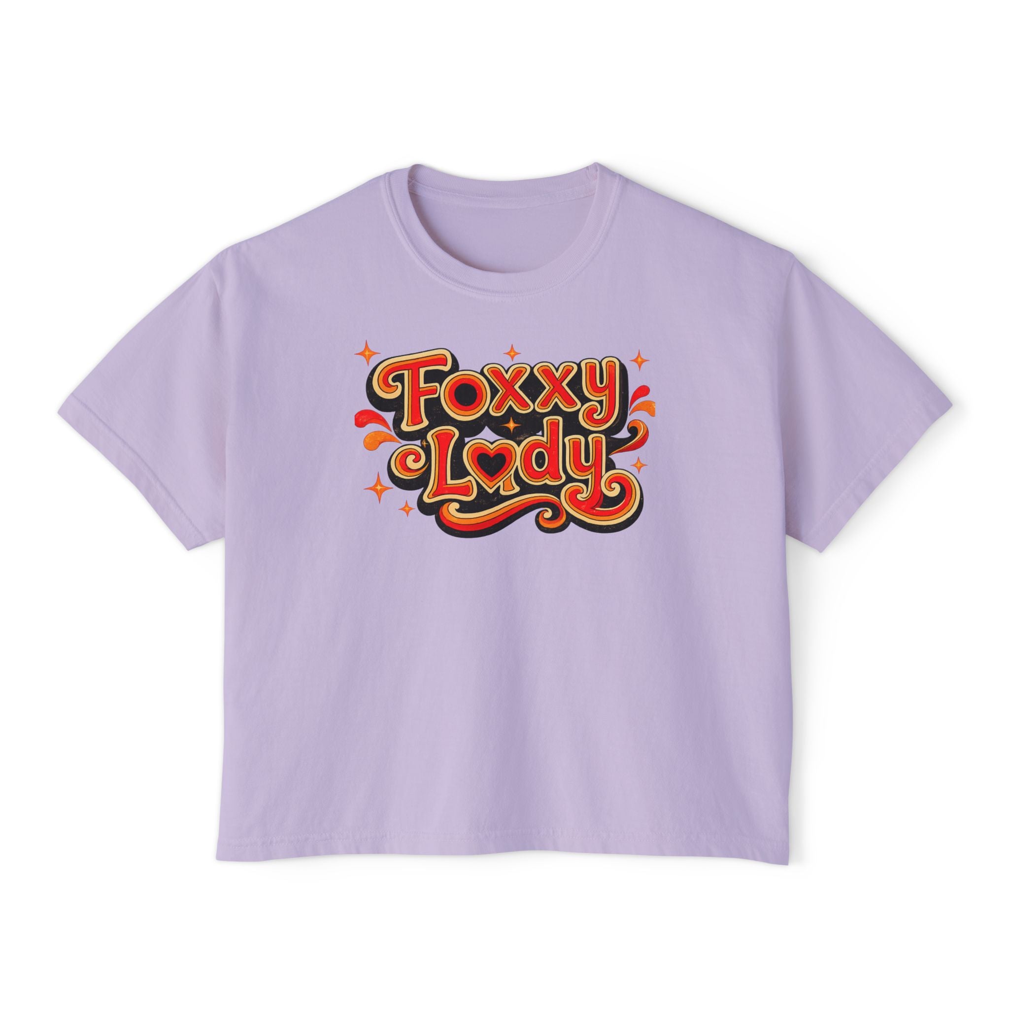 Foxy Lady Boxy Tee — Retro 70s Graphic Women’s Crop T-Shirt
