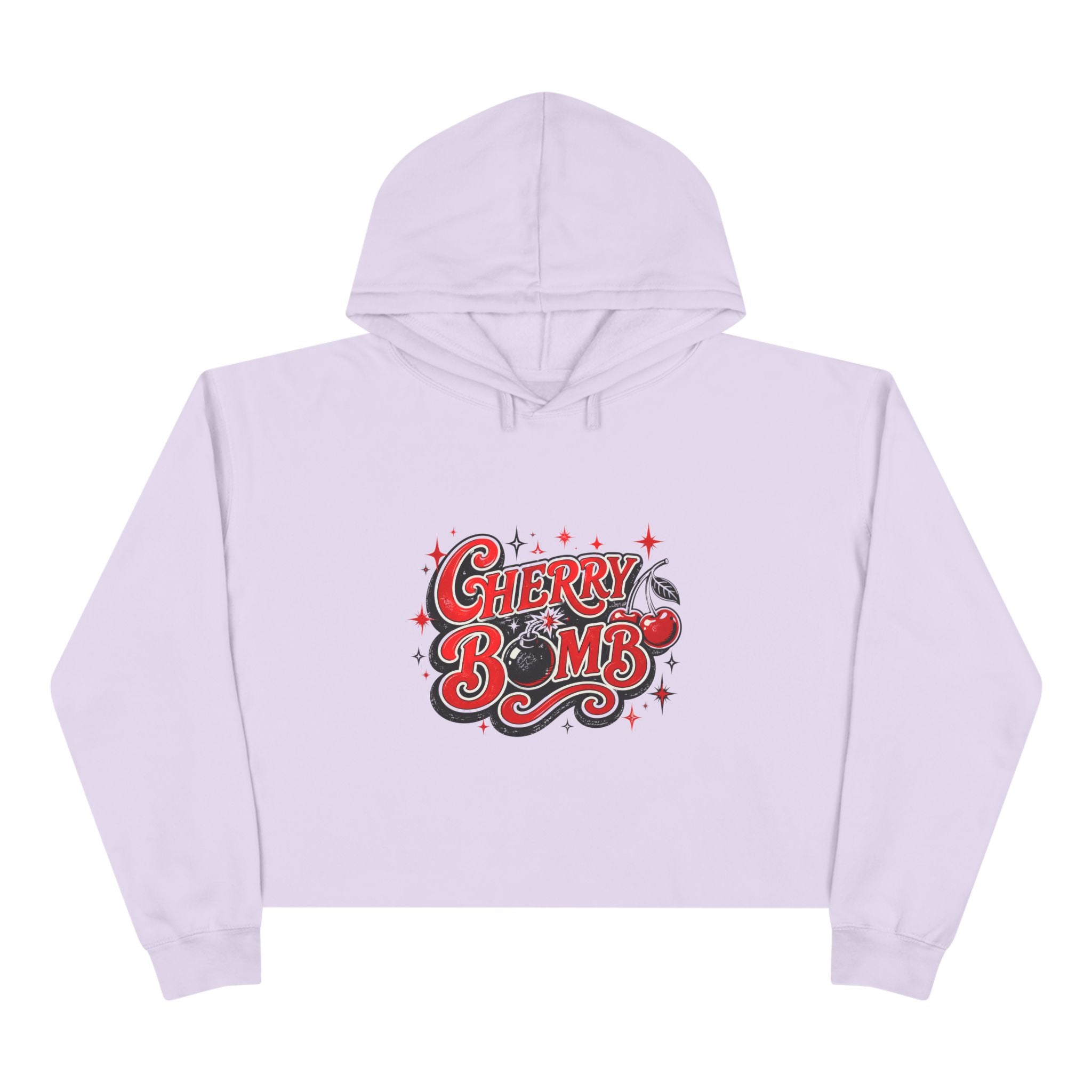 Cherry Bomb Crop Hoodie — Retro Cherry Graphic Cropped Hoodie