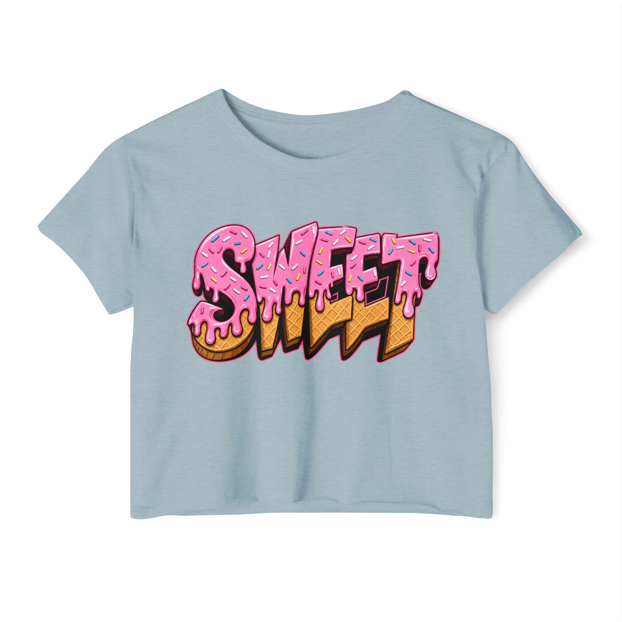 Crop Top — "Sweet" Ice-Cream Drip Graphic Streetwear Vibe