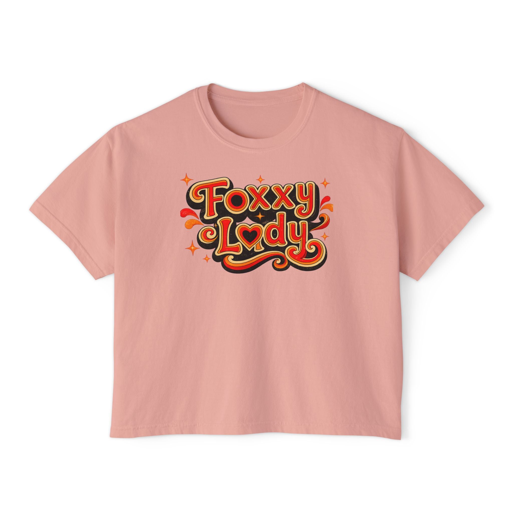 Foxy Lady Boxy Tee — Retro 70s Graphic Women’s Crop T-Shirt