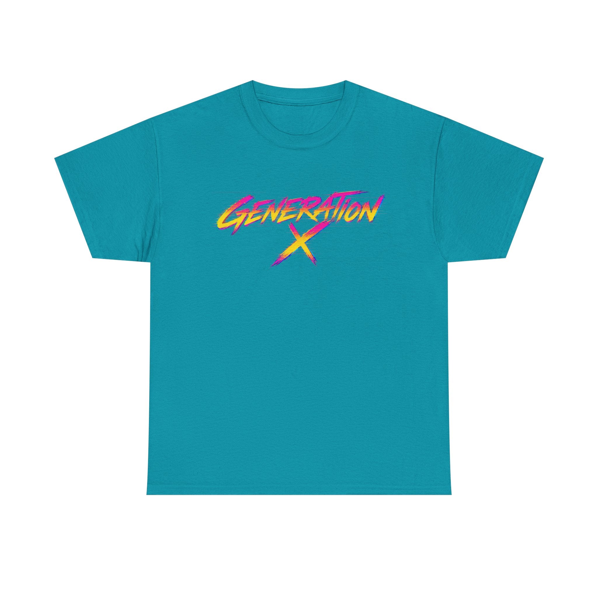 Generation X retro logo Tee | 80s neon script, vintage style