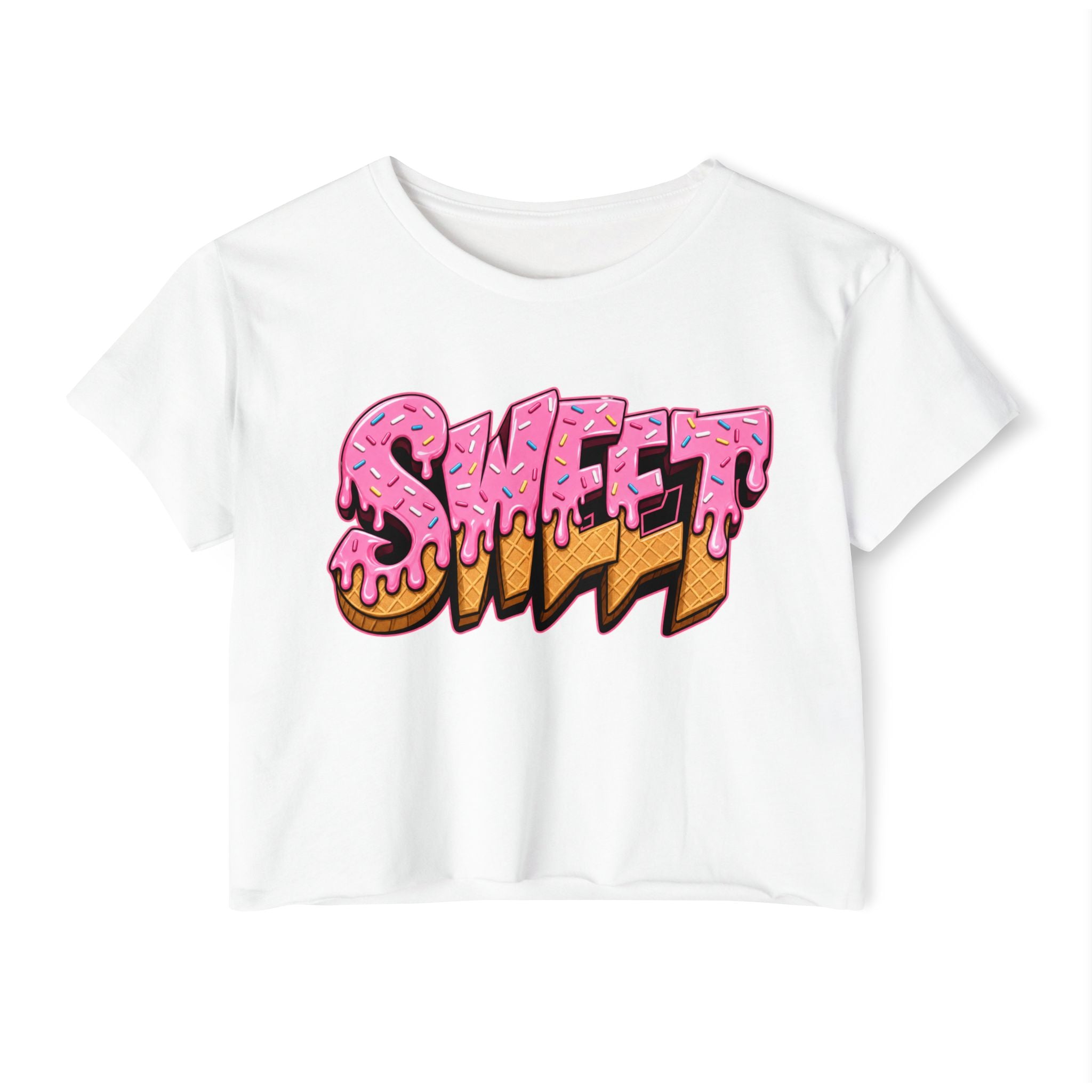 Crop Top — "Sweet" Ice-Cream Drip Graphic Streetwear Vibe