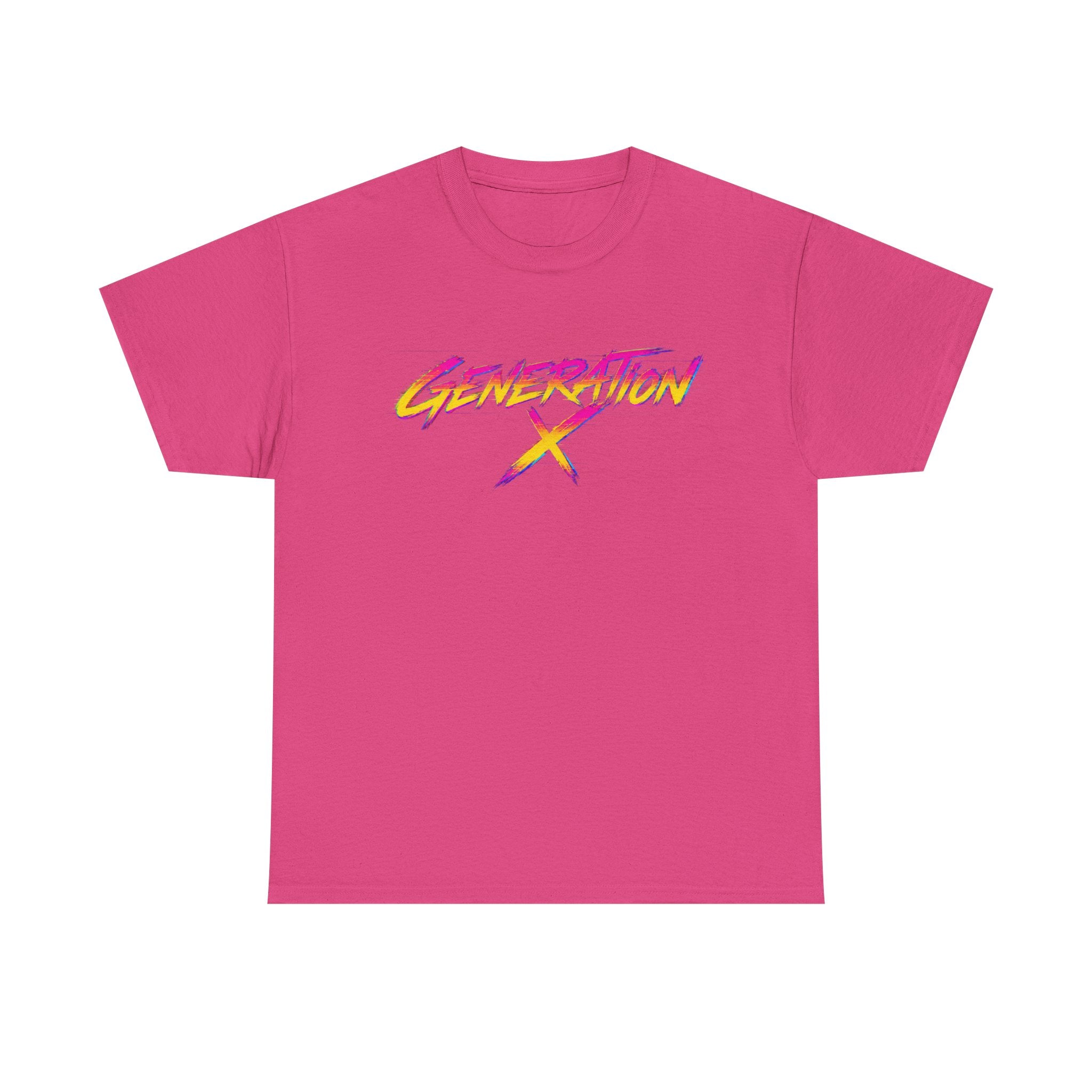 Generation X retro logo Tee | 80s neon script, vintage style