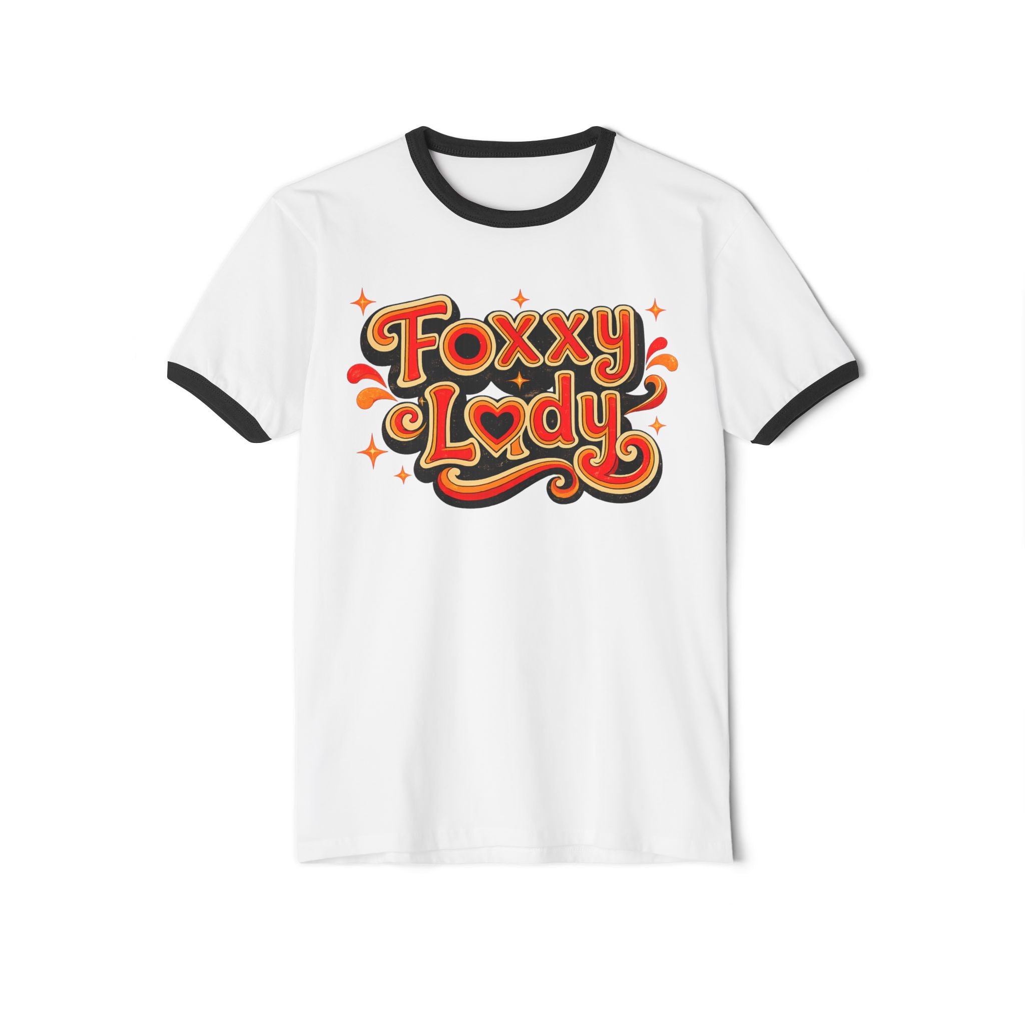 Foxy Lady Ringer Tee | Retro 70s Script Graphic T-Shirt