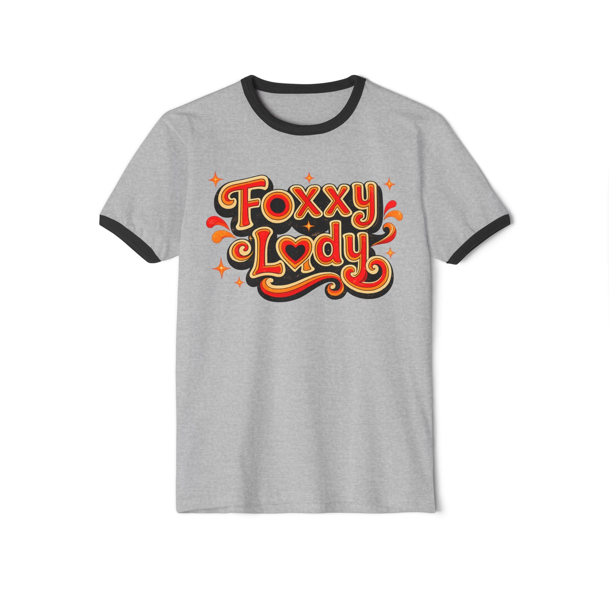 Foxy Lady Ringer Tee | Retro 70s Script Graphic T-Shirt