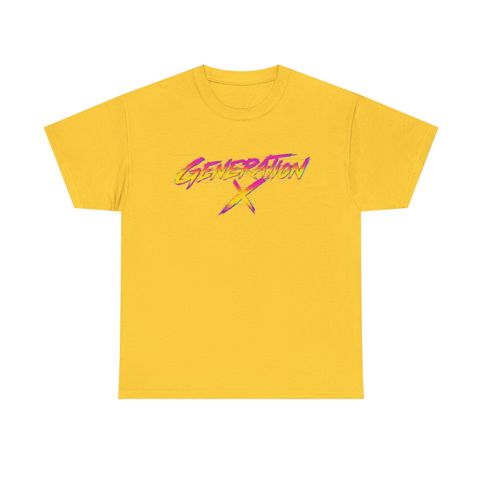 Generation X retro logo Tee | 80s neon script, vintage style