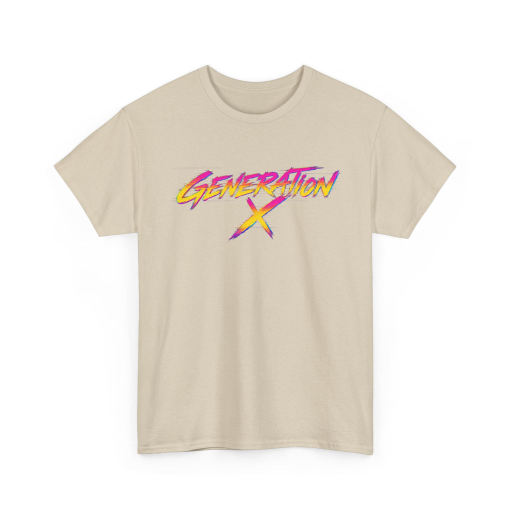 Generation X retro logo Tee | 80s neon script, vintage style
