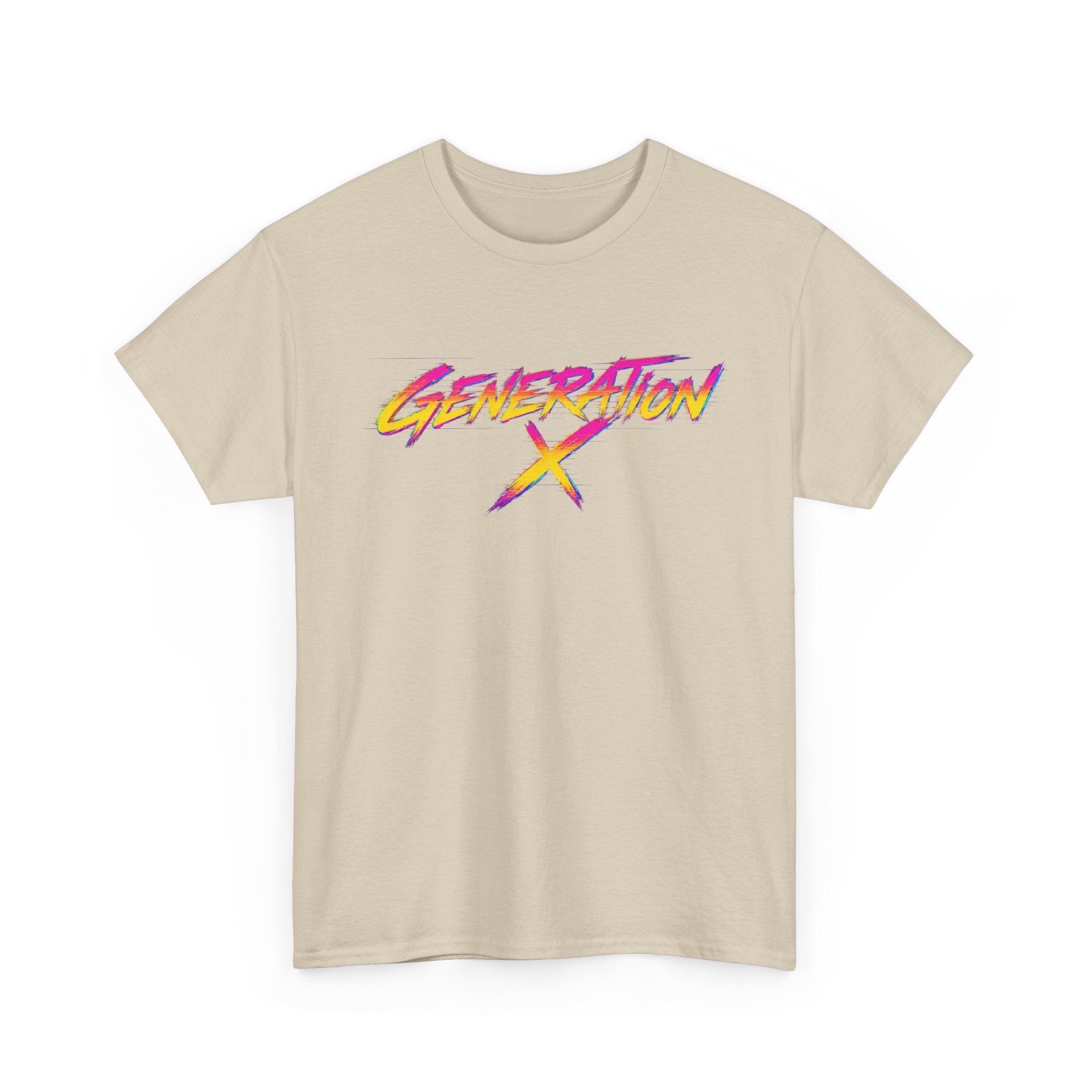 Generation X retro logo Tee | 80s neon script, vintage style