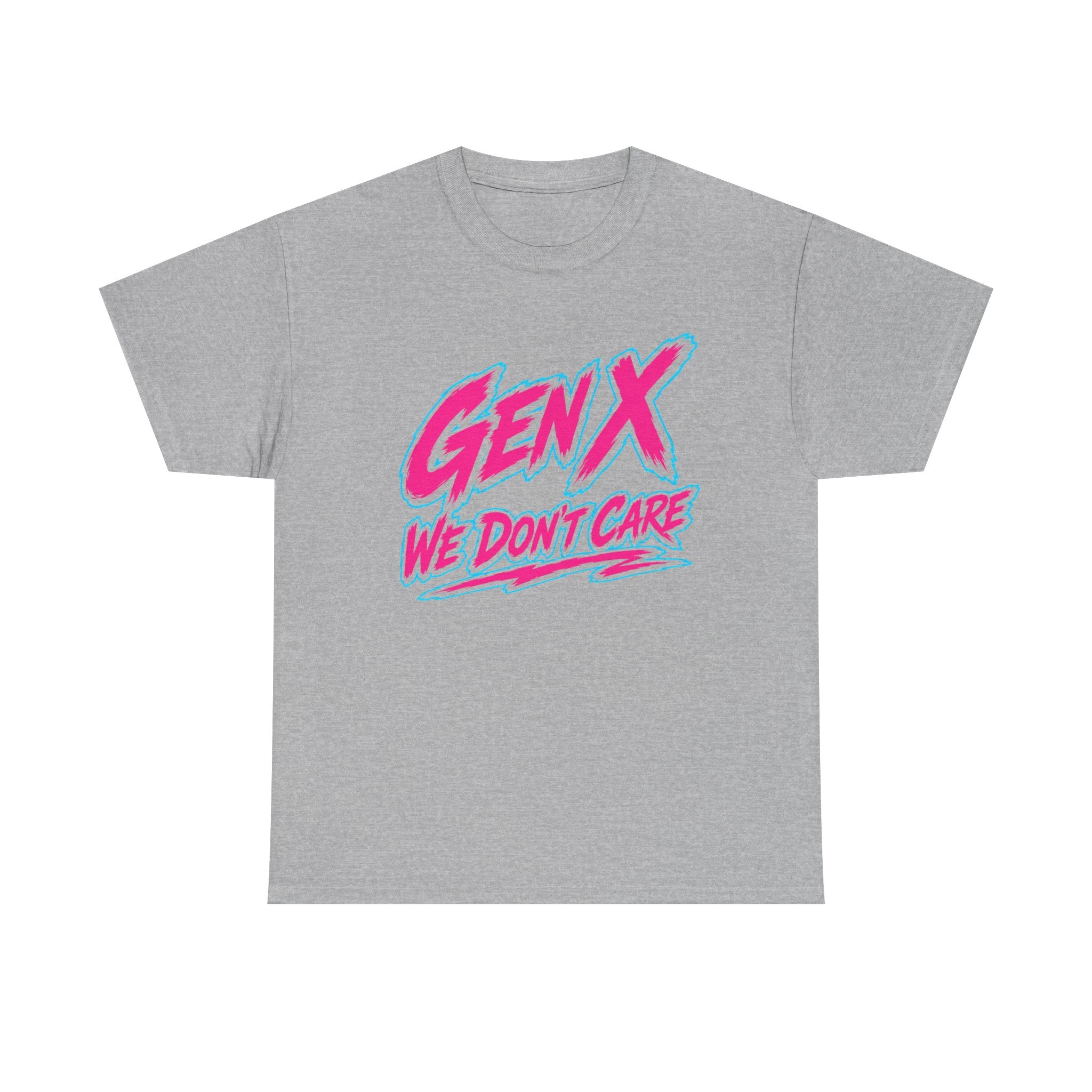 Gen X We Don't Care T-Shirt | Retro 80s Neon Typography