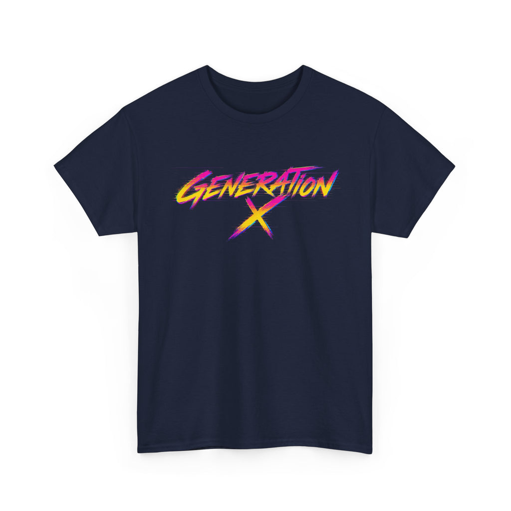 Generation X retro logo Tee | 80s neon script, vintage style