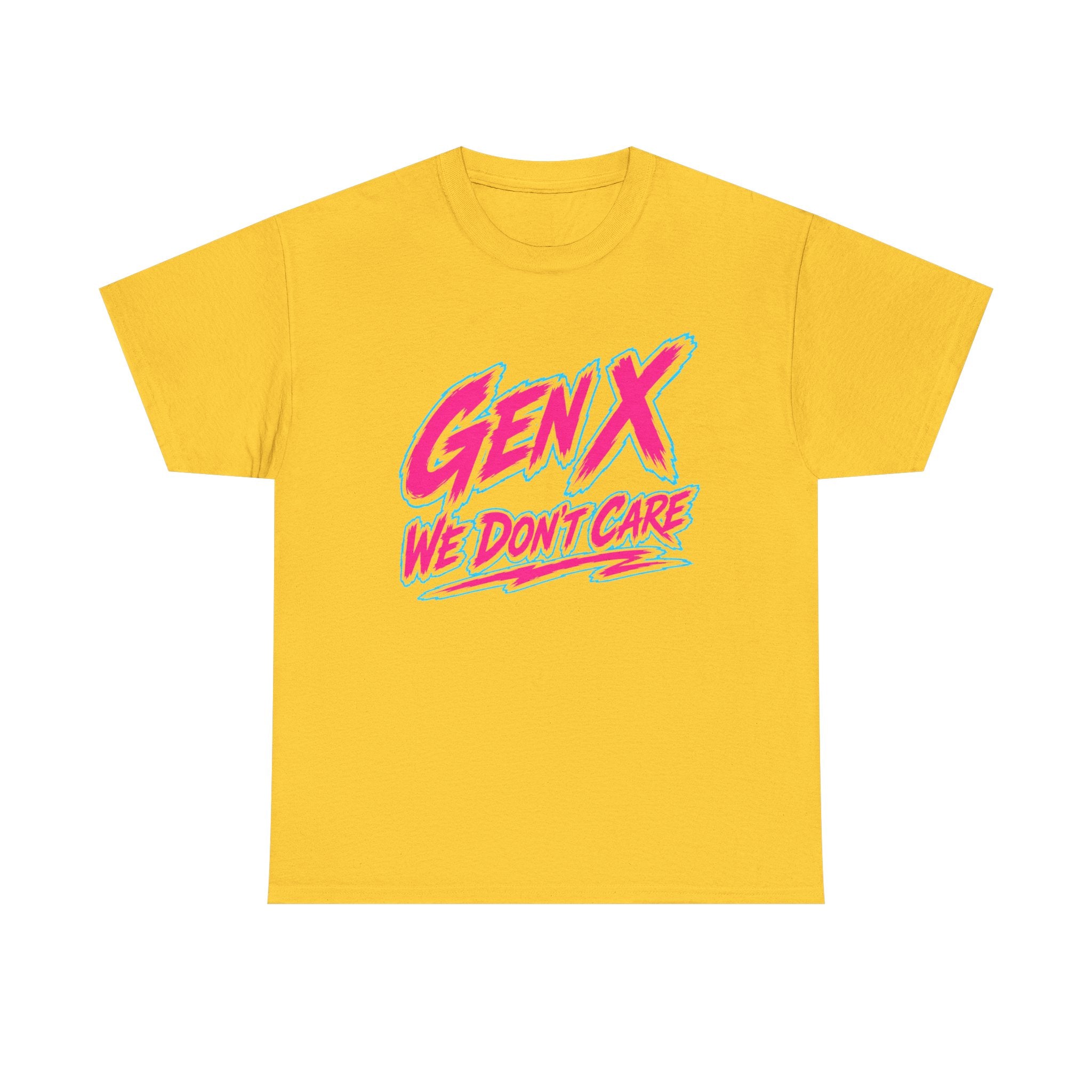 Gen X We Don't Care T-Shirt | Retro 80s Neon Typography
