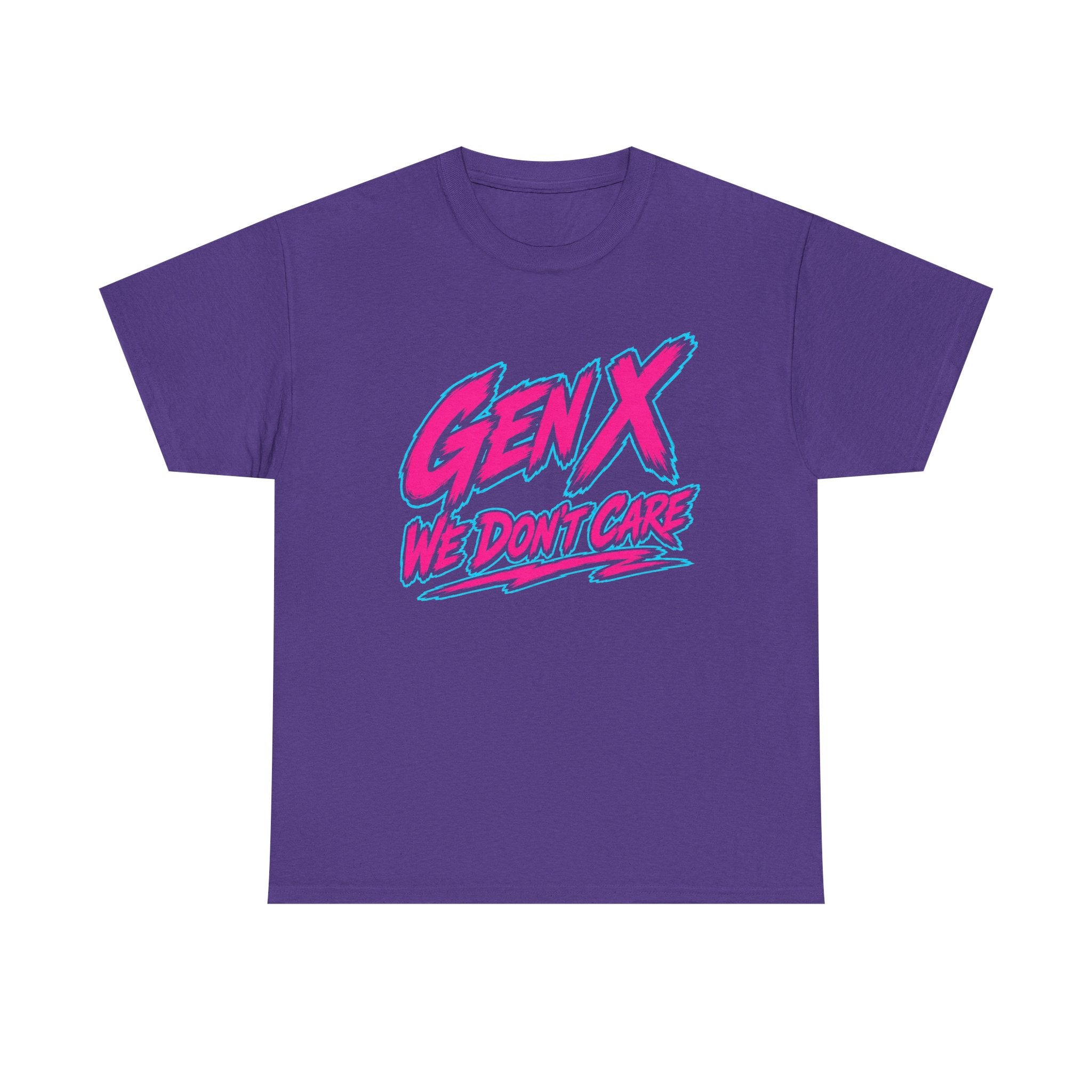 Gen X We Don't Care T-Shirt | Retro 80s Neon Typography
