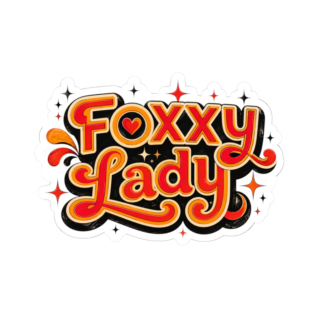 Foxy Lady sticker | retro script, kiss-cut vinyl decal