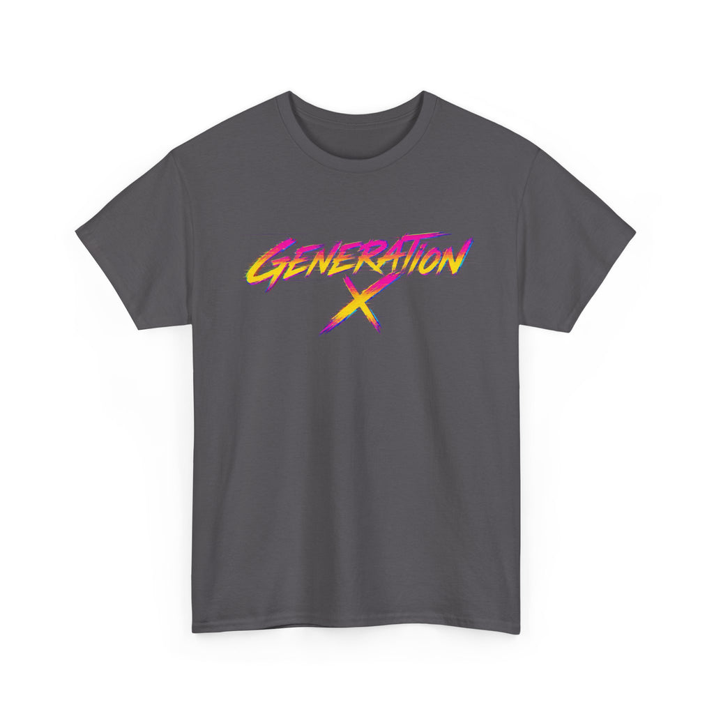 Generation X retro logo Tee | 80s neon script, vintage style