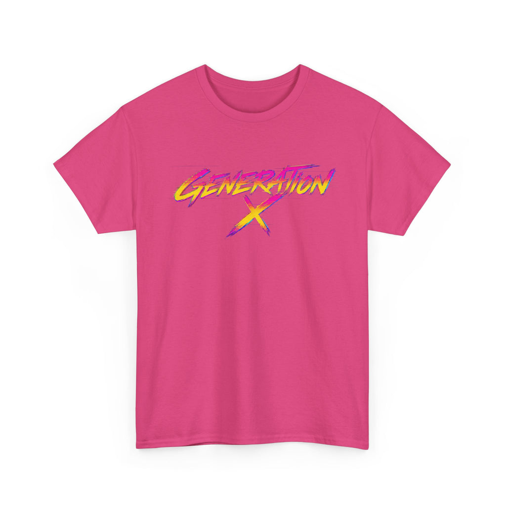 Generation X retro logo Tee | 80s neon script, vintage style