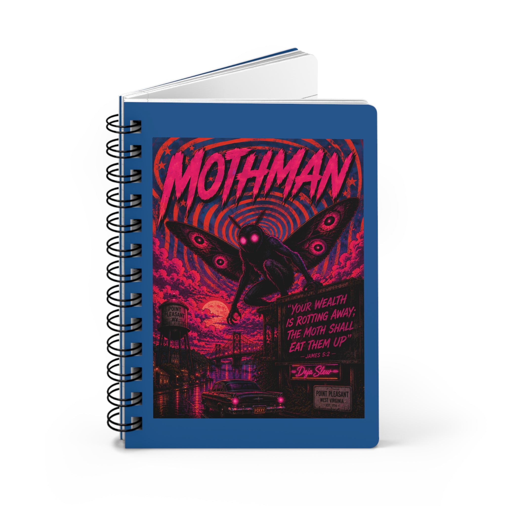 Mothman w/ Christian Scripture Spiral Bound Journal | Retro Poster Notebook