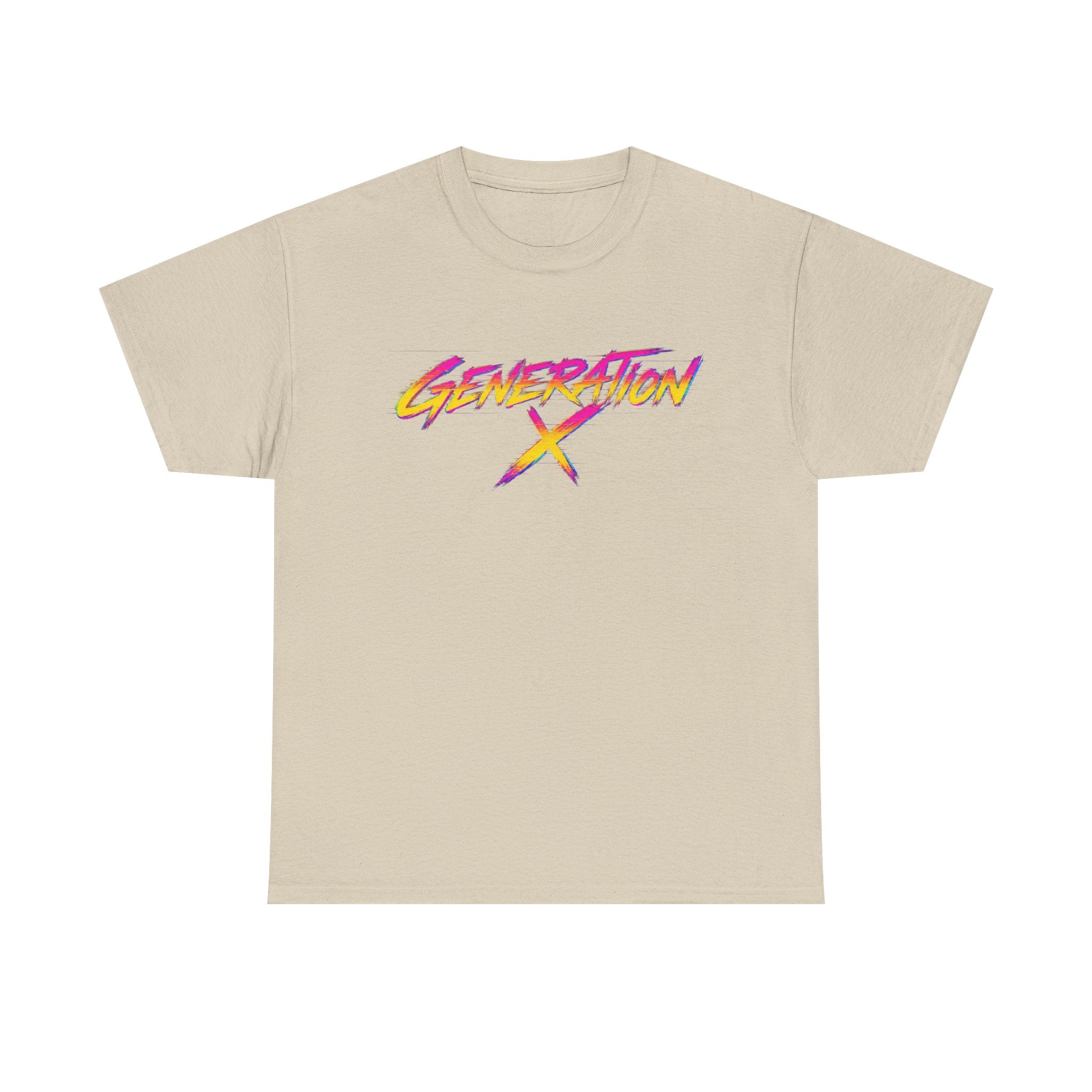 Generation X retro logo Tee | 80s neon script, vintage style
