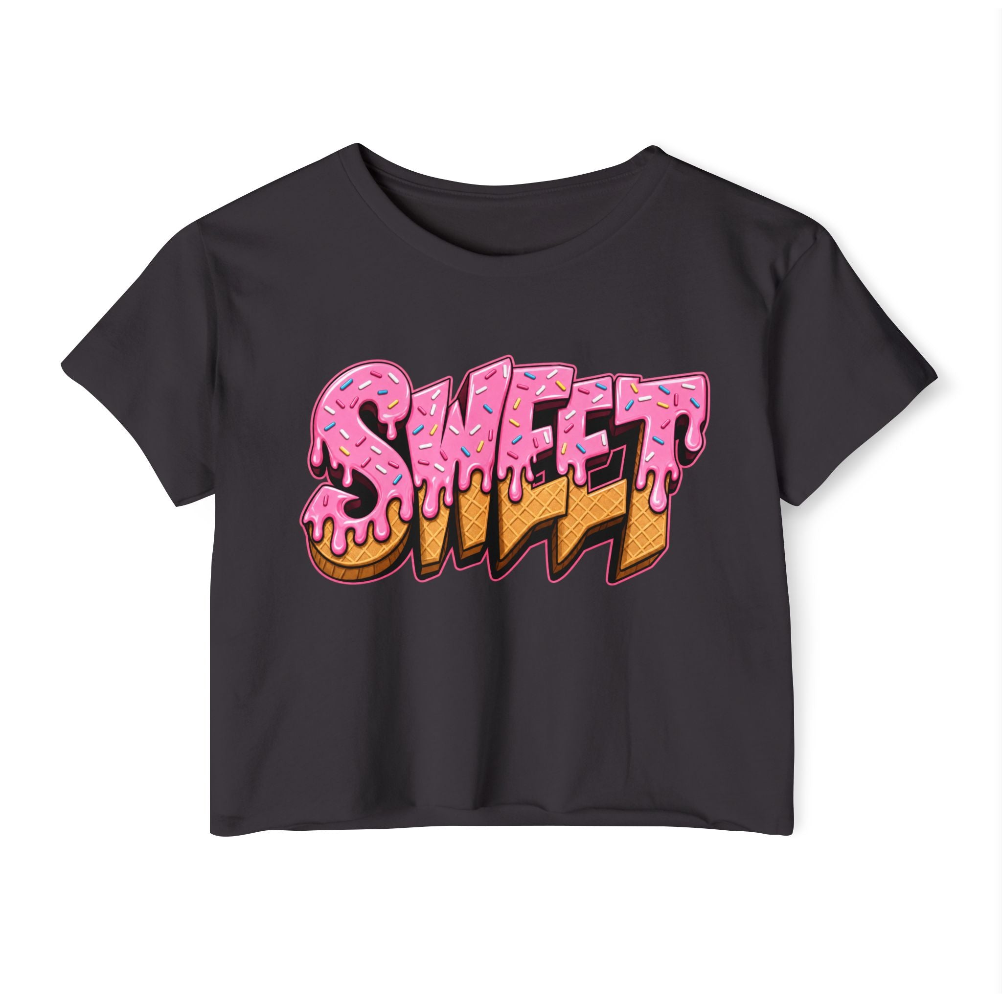 Crop Top — "Sweet" Ice-Cream Drip Graphic Streetwear Vibe