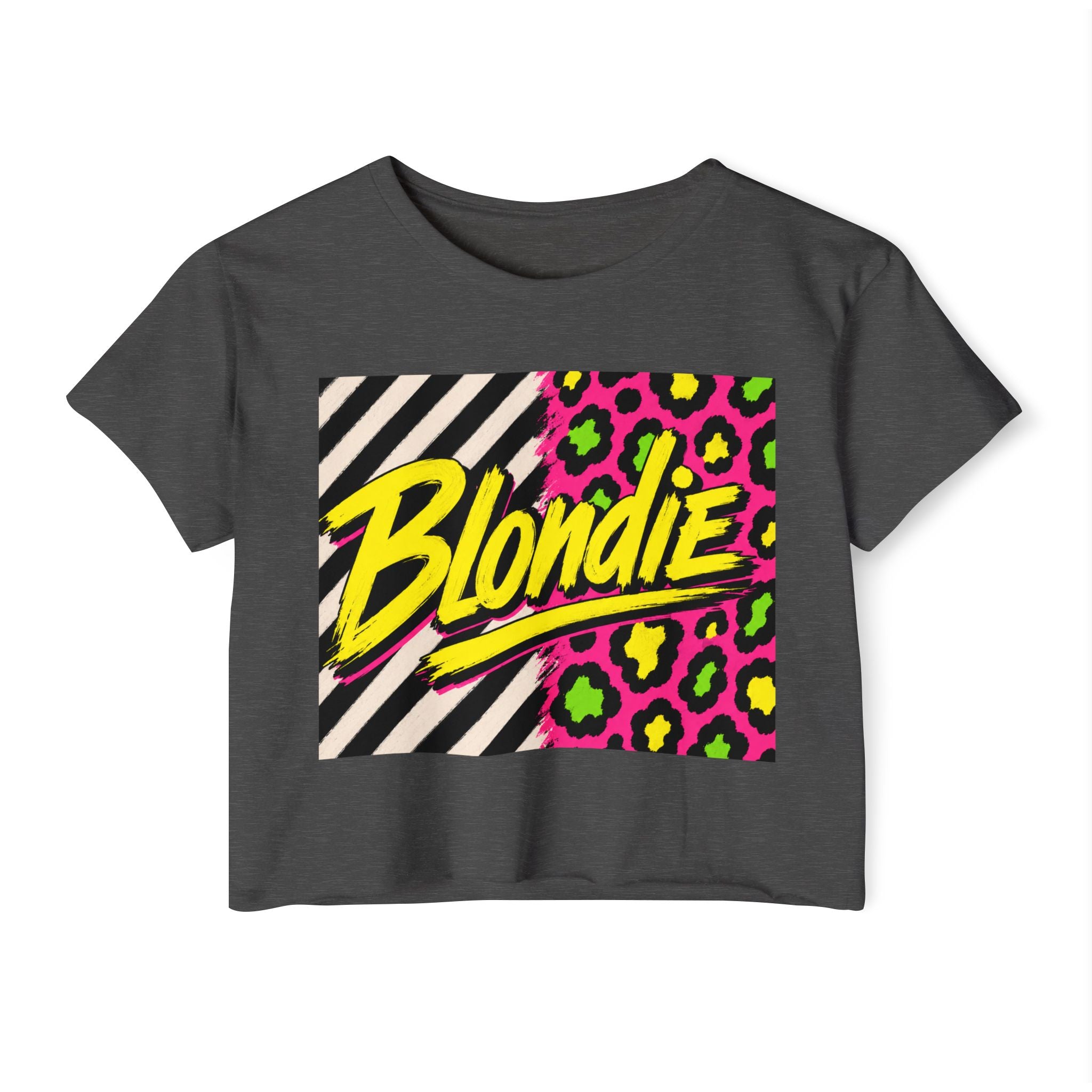 Blondie Neon Leopard Crop Top — Women's Festival Graphic Tee
