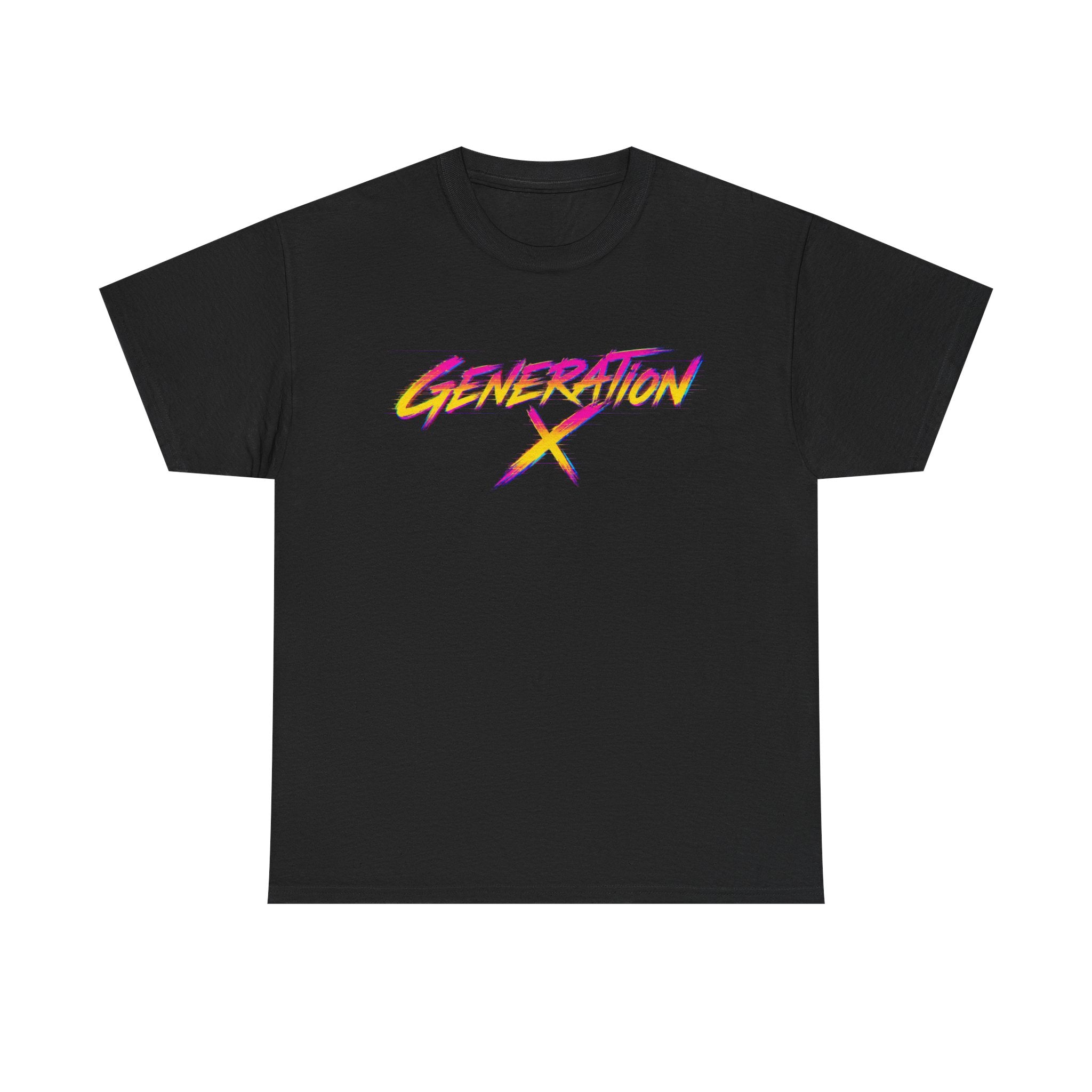 Generation X retro logo Tee | 80s neon script, vintage style