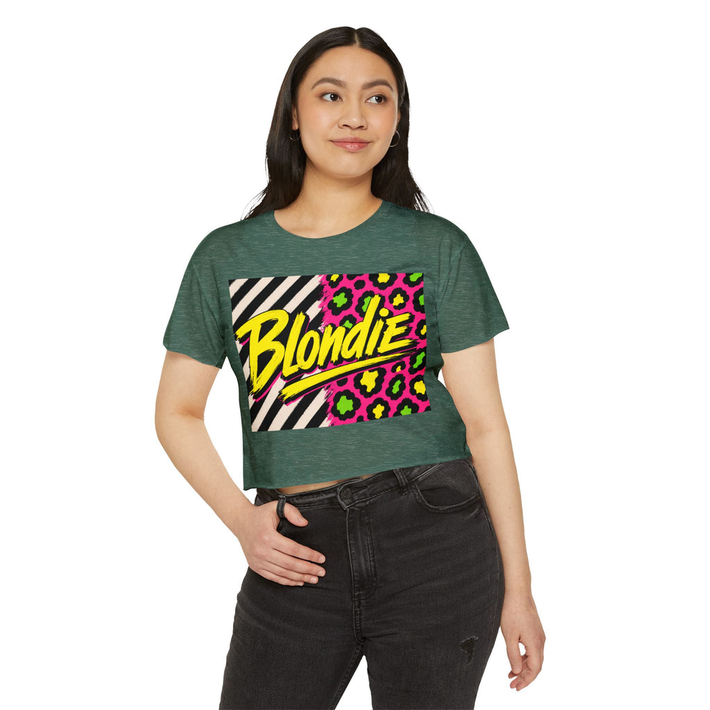 Blondie Neon Leopard Crop Top — Women's Festival Graphic Tee