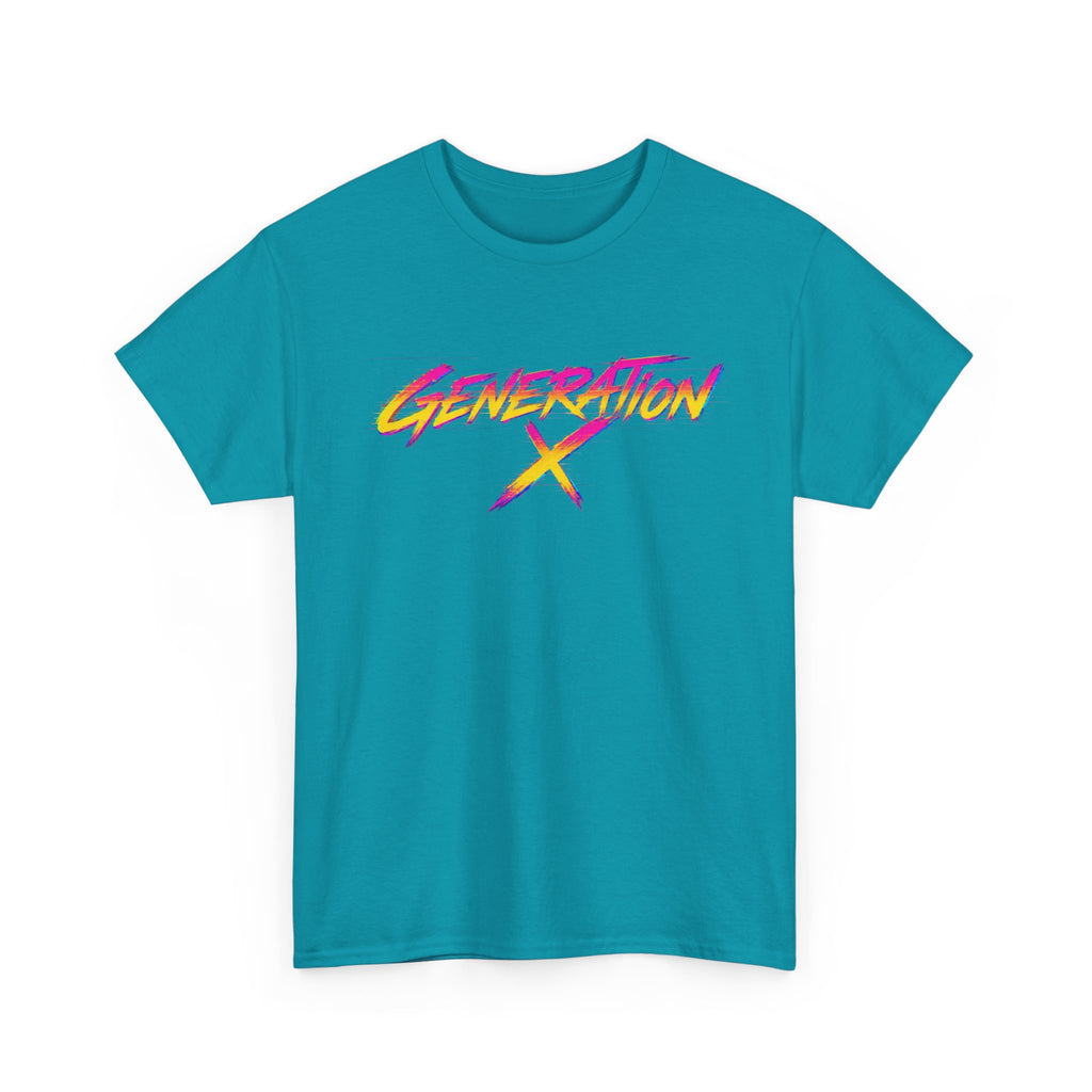 Generation X retro logo Tee | 80s neon script, vintage style