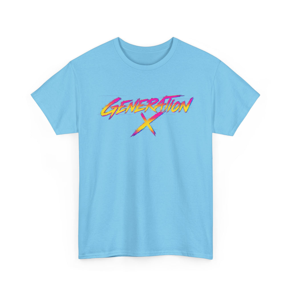 Generation X retro logo Tee | 80s neon script, vintage style