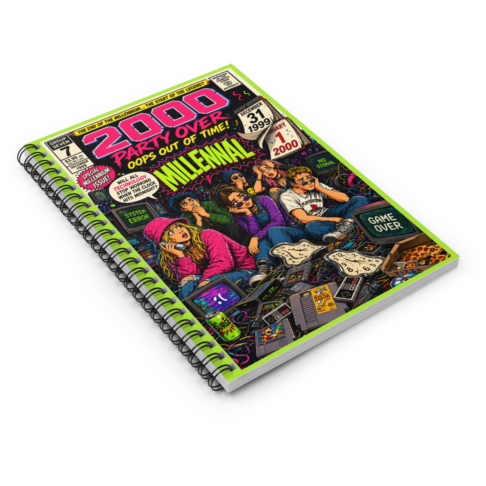 2000 Party Over Millennial Spiral Notebook | Ruled Journal