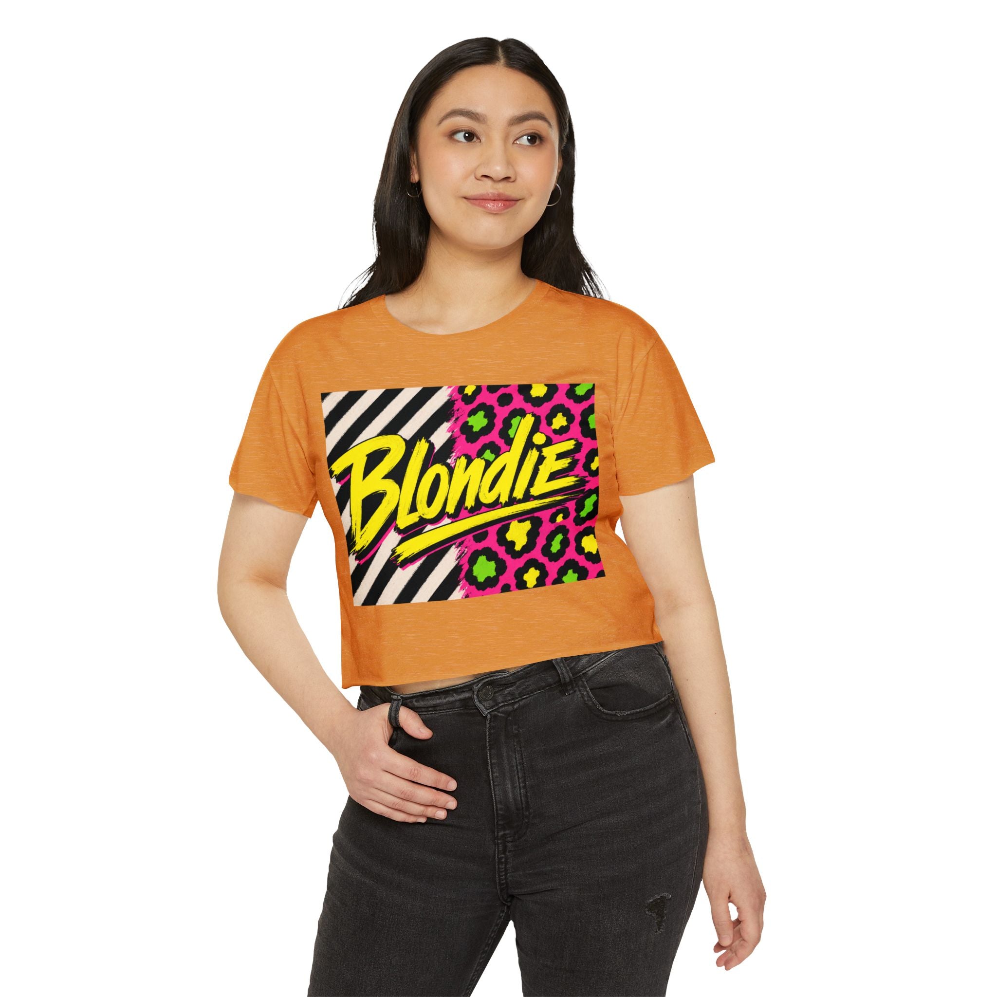 Blondie Neon Leopard Crop Top — Women's Festival Graphic Tee