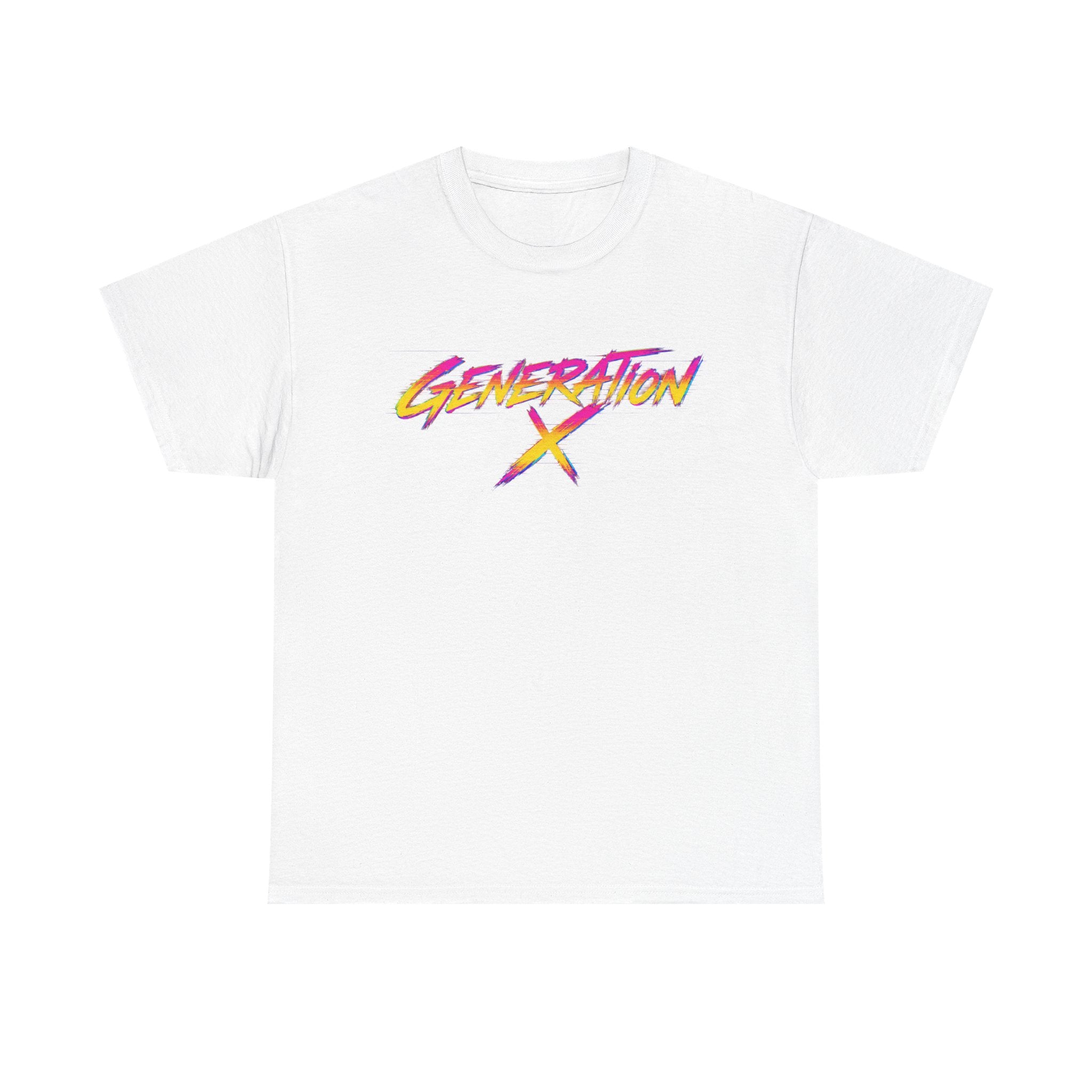 Generation X retro logo Tee | 80s neon script, vintage style