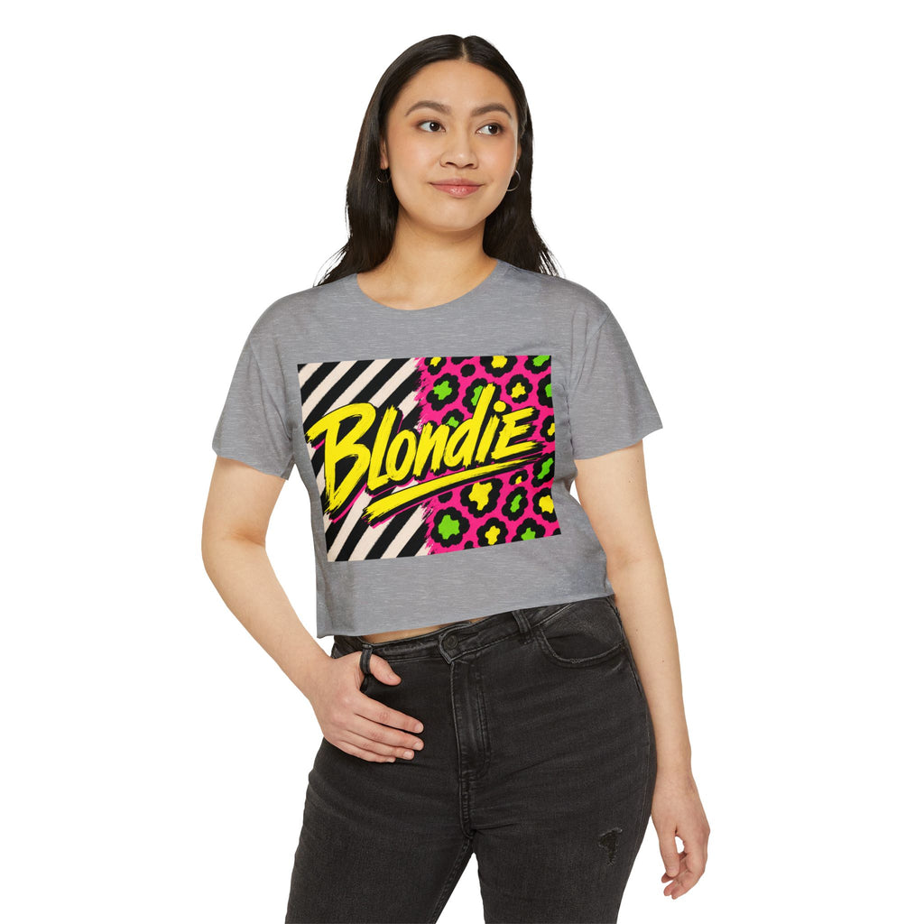 Blondie Neon Leopard Crop Top — Women's Festival Graphic Tee