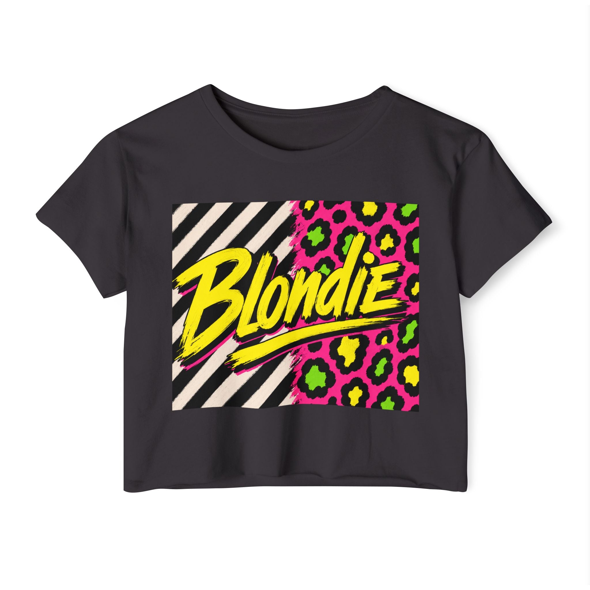 Blondie Neon Leopard Crop Top — Women's Festival Graphic Tee