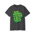 Kick Monday In The Teeth & Roll With It Tee | Green Graffiti Script
