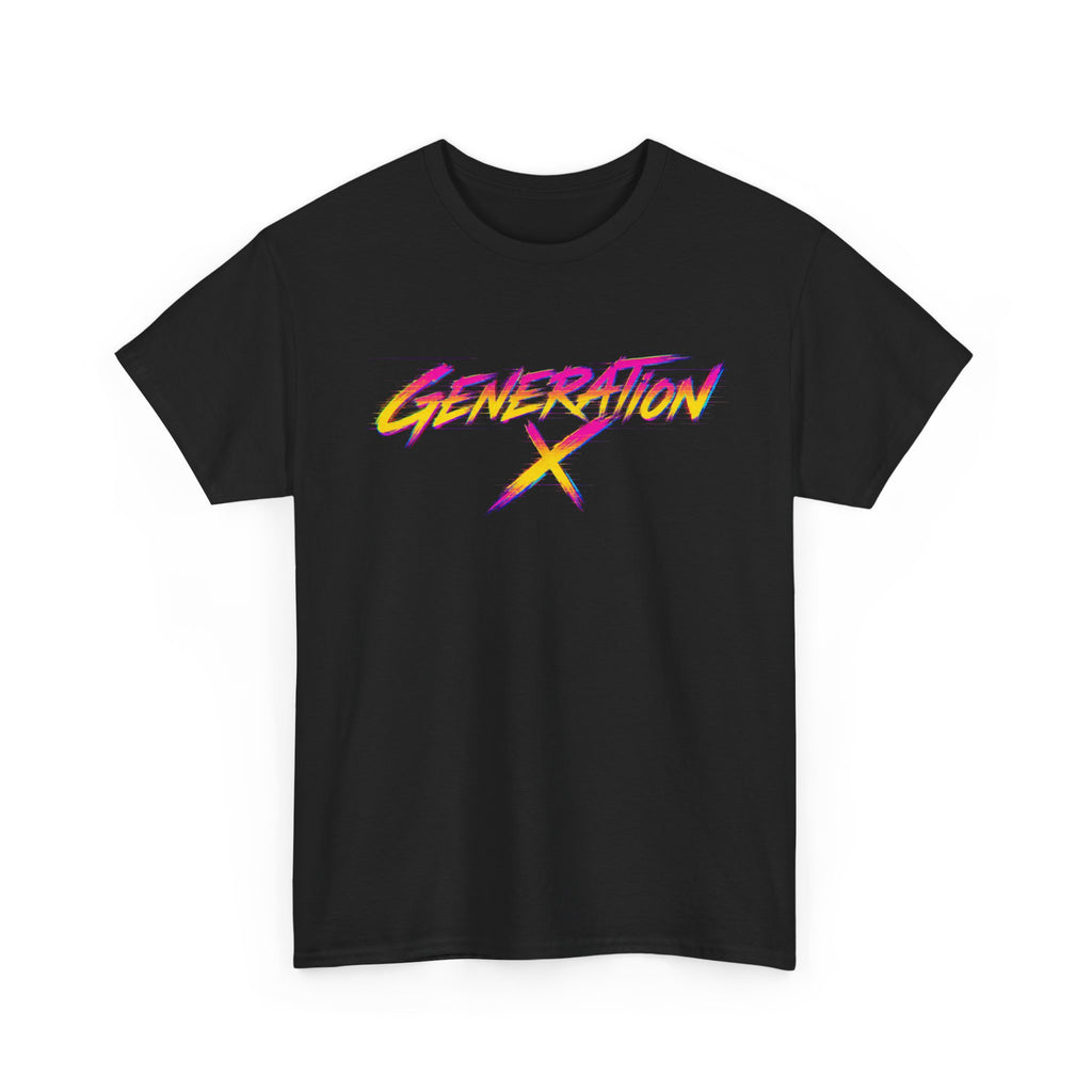 Generation X retro logo Tee | 80s neon script, vintage style