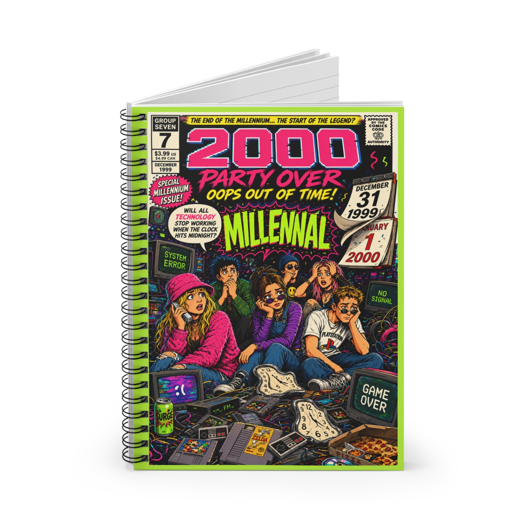 2000 Party Over Millennial Spiral Notebook | Ruled Journal