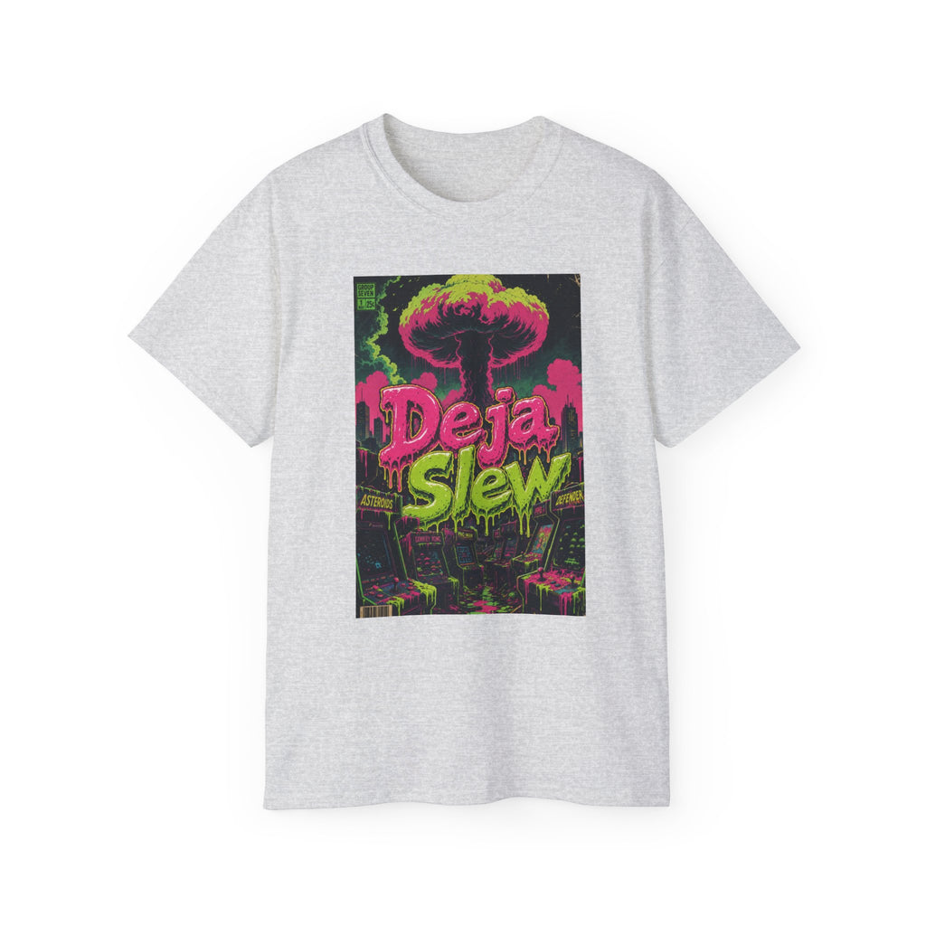 Retro Arcade Mushroom Cloud Tee — Comic-Style Nuclear Explosion Graphic
