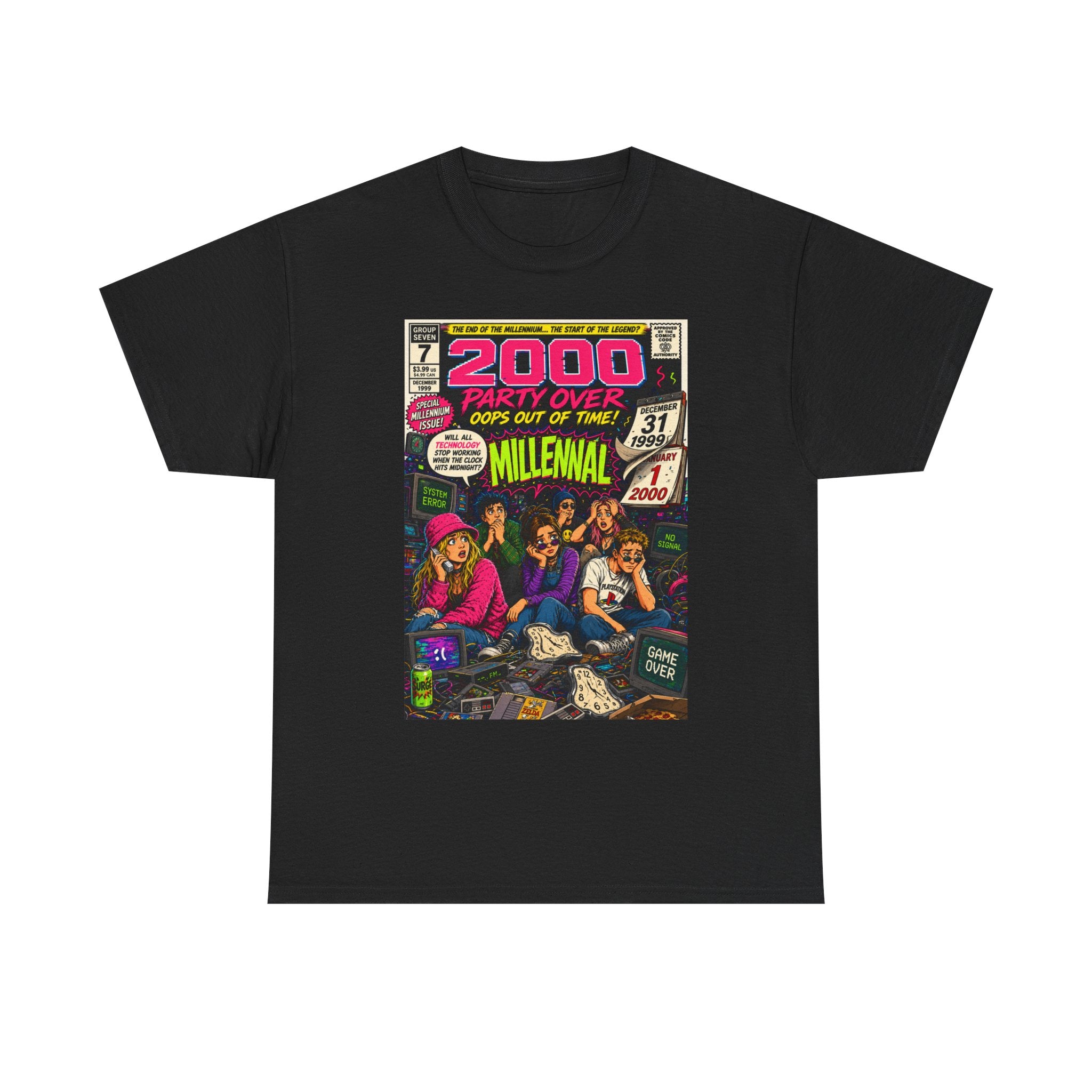 Y2K New Year’s Eve 1999 Comic Cover T-Shirt | 90s Nostalgia