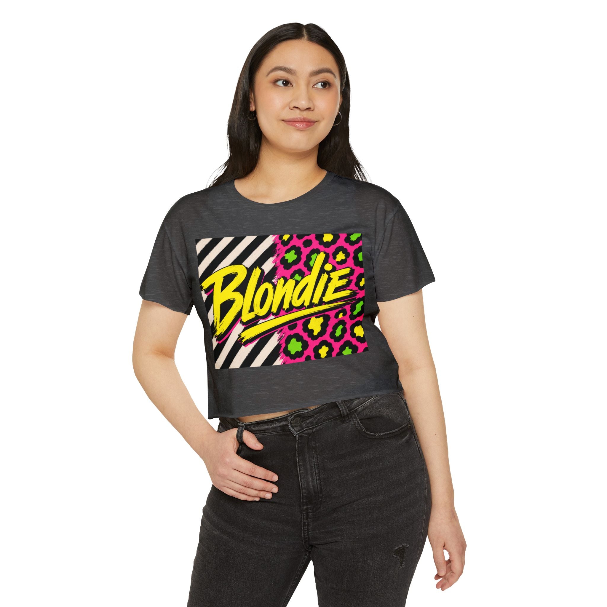 Blondie Neon Leopard Crop Top — Women's Festival Graphic Tee