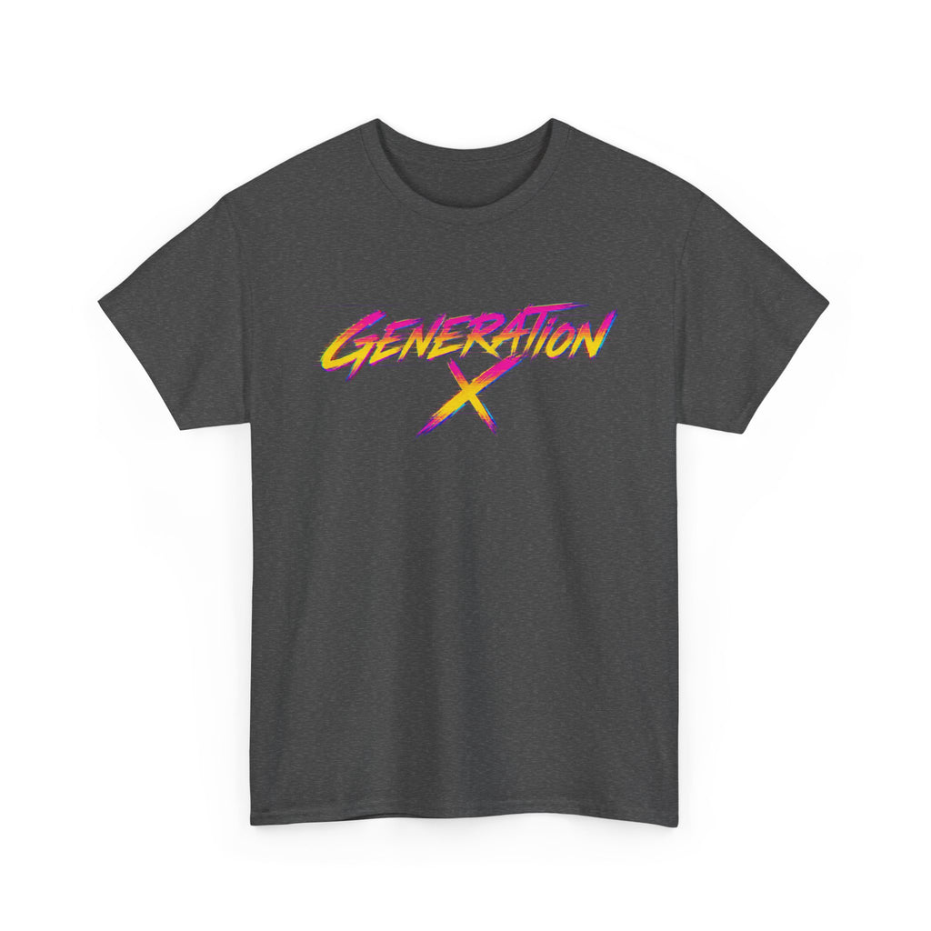 Generation X retro logo Tee | 80s neon script, vintage style