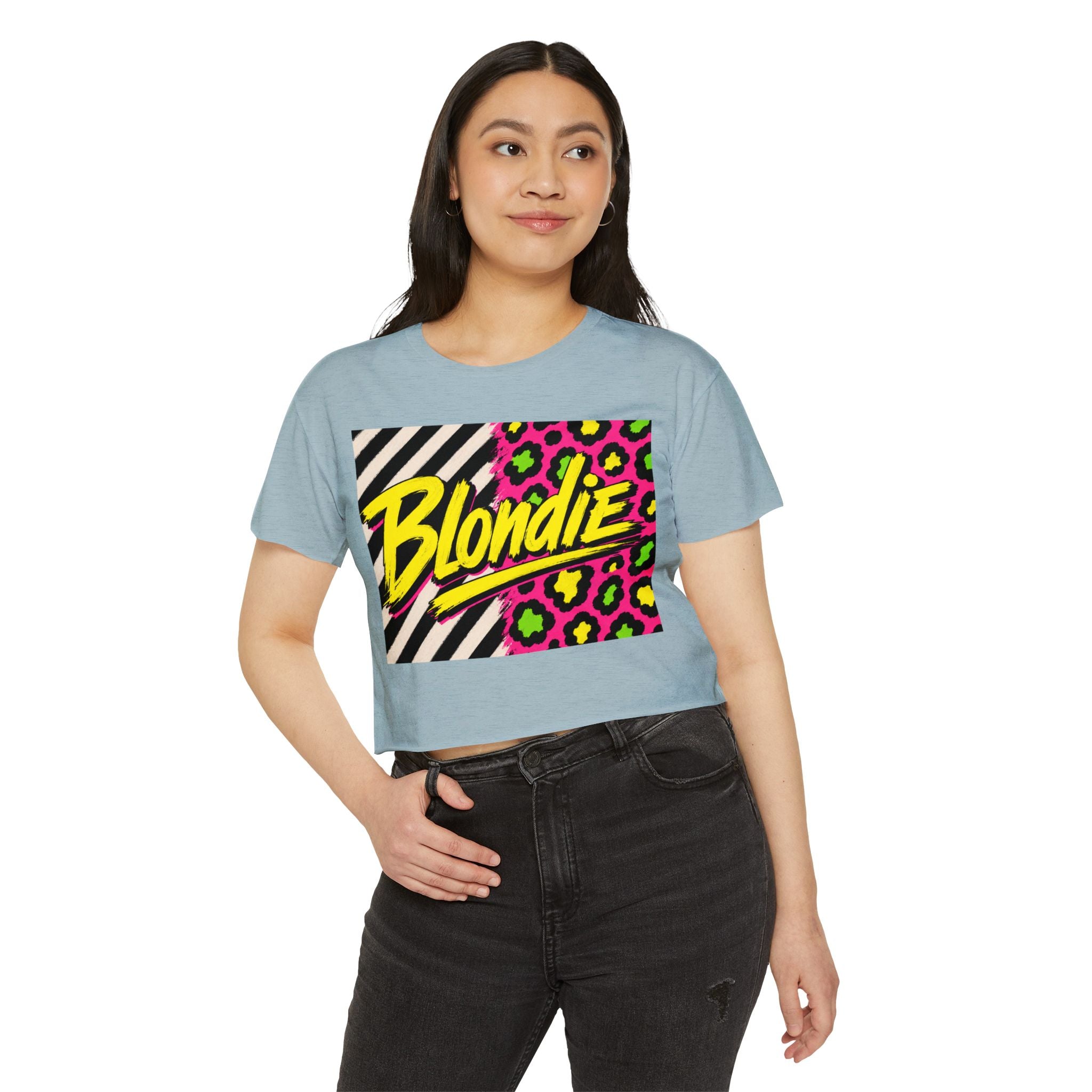 Blondie Neon Leopard Crop Top — Women's Festival Graphic Tee